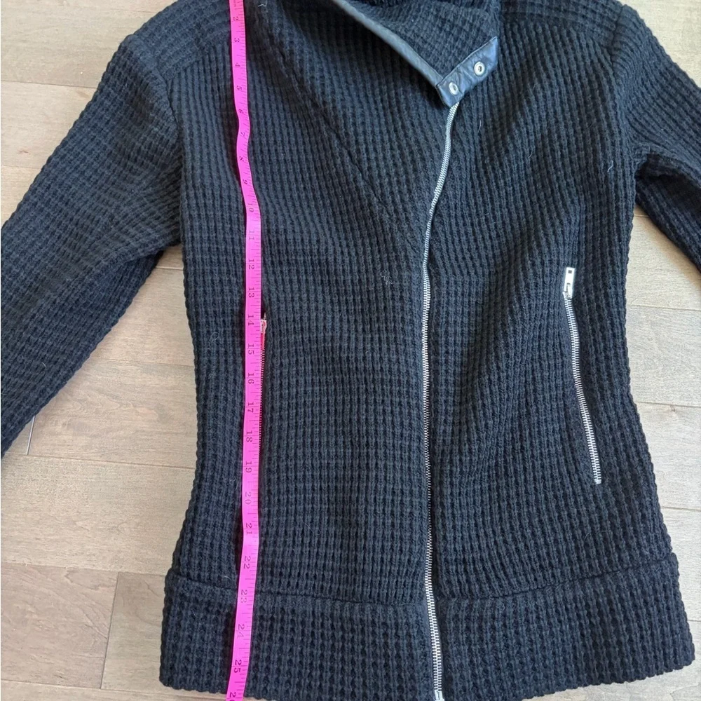IRO Chelane Black Waffle Knit Leather Trimmed Jacket - Picture 4 of 7